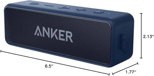 Anker Soundcore 2 Portable Bluetooth Speaker with Stereo Sound, Bluetooth 5, Bassup, IPX7 Waterproof, 24-Hour Playtime, Wireless Stereo Pairing, Speaker for Home, Outdoors, Travel
