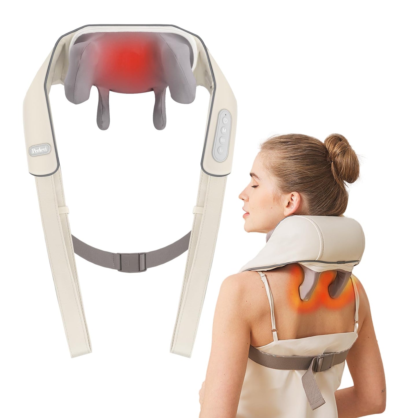 Cordless Neck Shoulder Massager with Heat,Deep Tissue Kneading Relieves Tension Improves Circulation,Gifts for Women,Men,Mom,Dad(Grey)