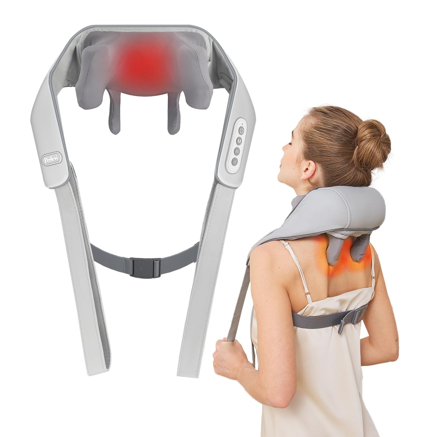 Cordless Neck Shoulder Massager with Heat,Deep Tissue Kneading Relieves Tension Improves Circulation,Gifts for Women,Men,Mom,Dad(Grey)