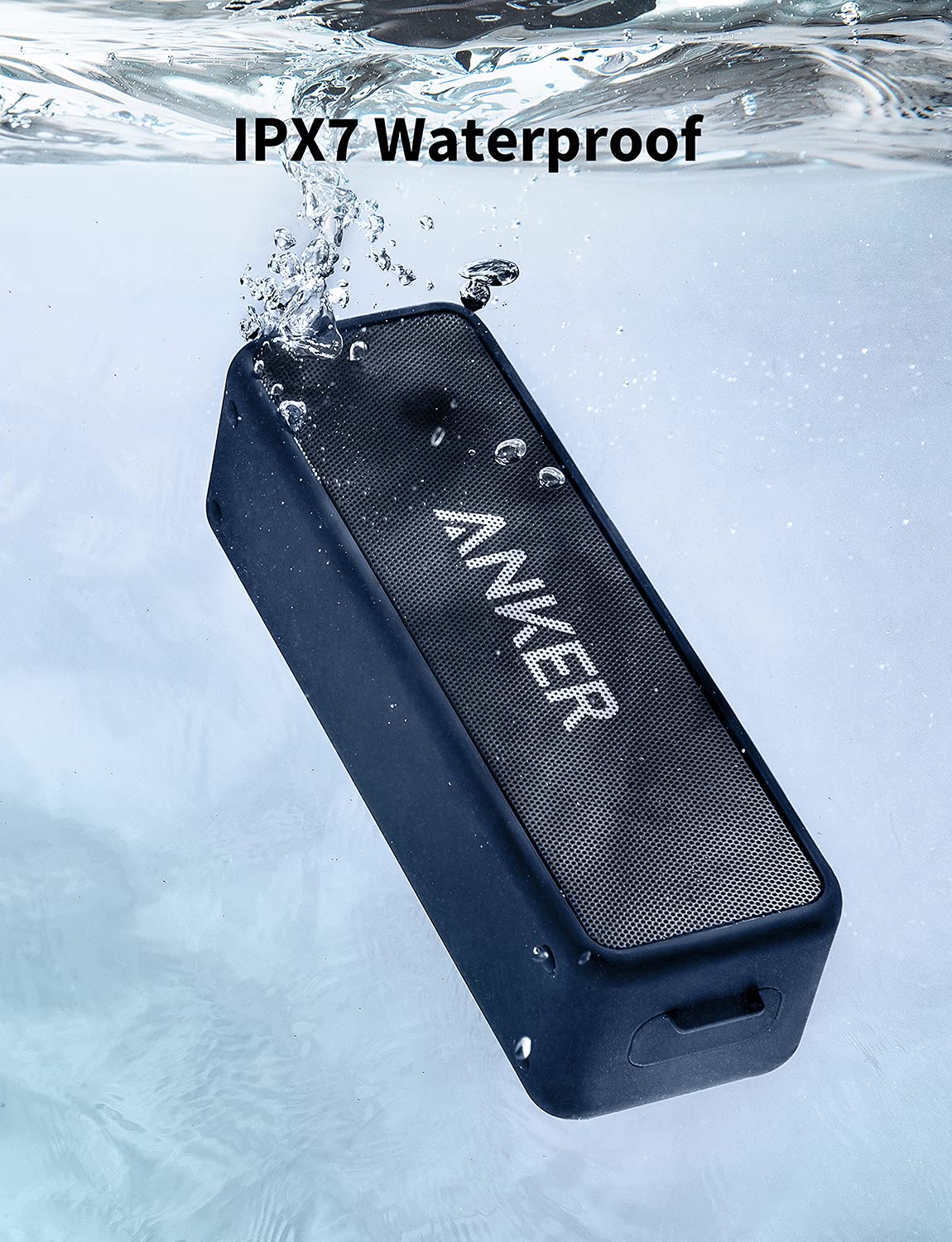 Anker Soundcore 2 Portable Bluetooth Speaker with Stereo Sound, Bluetooth 5, Bassup, IPX7 Waterproof, 24-Hour Playtime, Wireless Stereo Pairing, Speaker for Home, Outdoors, Travel