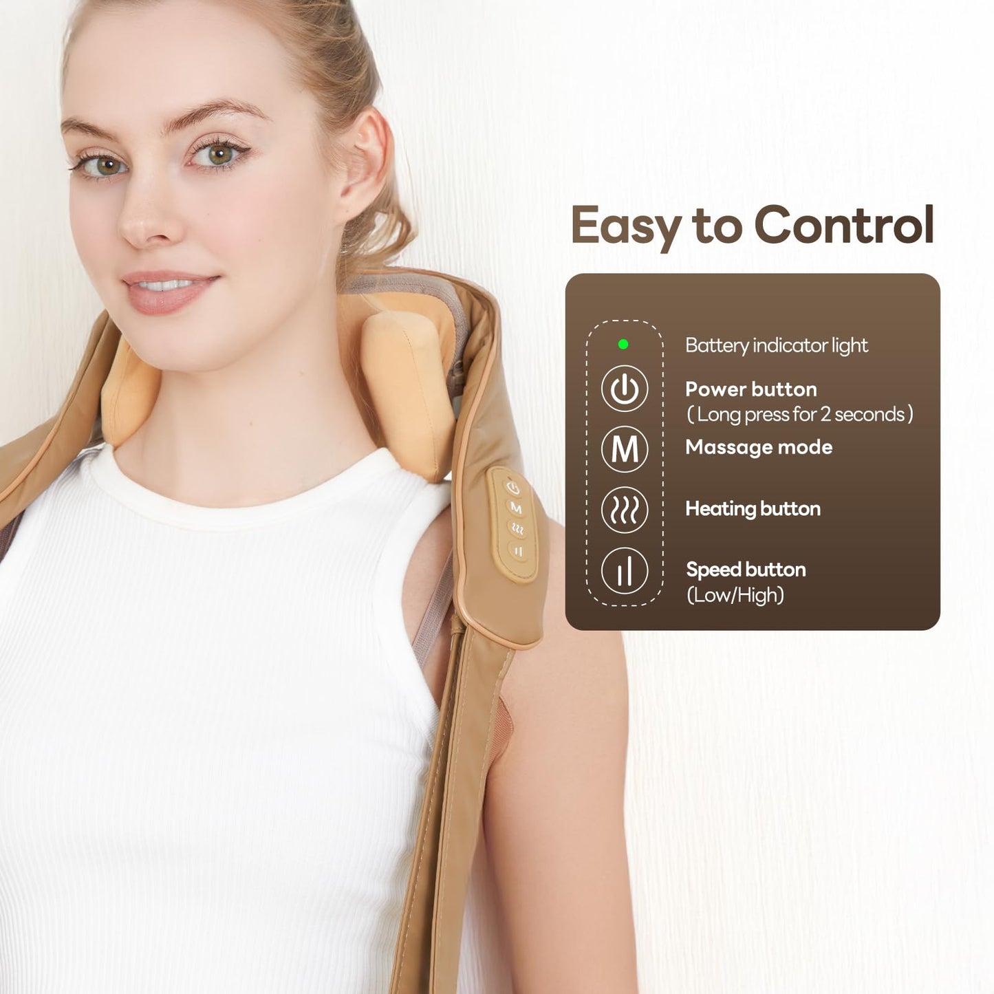 Cordless Neck Shoulder Massager with Heat,Deep Tissue Kneading Relieves Tension Improves Circulation,Gifts for Women,Men,Mom,Dad(Grey)