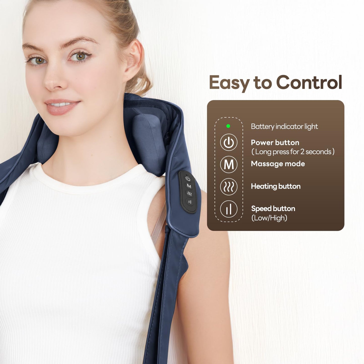 Cordless Neck Shoulder Massager with Heat,Deep Tissue Kneading Relieves Tension Improves Circulation,Gifts for Women,Men,Mom,Dad(Grey)