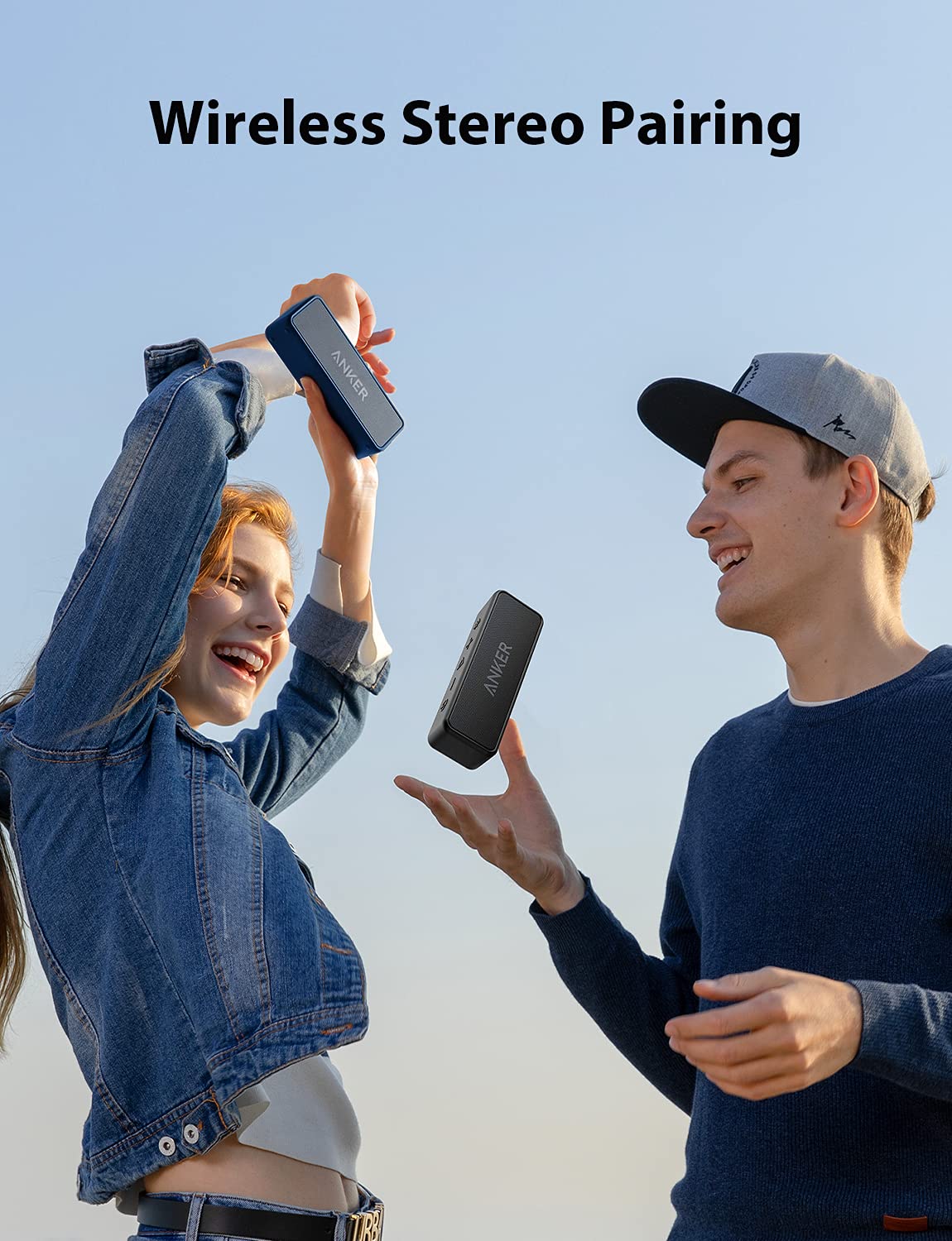 Anker Soundcore 2 Portable Bluetooth Speaker with Stereo Sound, Bluetooth 5, Bassup, IPX7 Waterproof, 24-Hour Playtime, Wireless Stereo Pairing, Speaker for Home, Outdoors, Travel