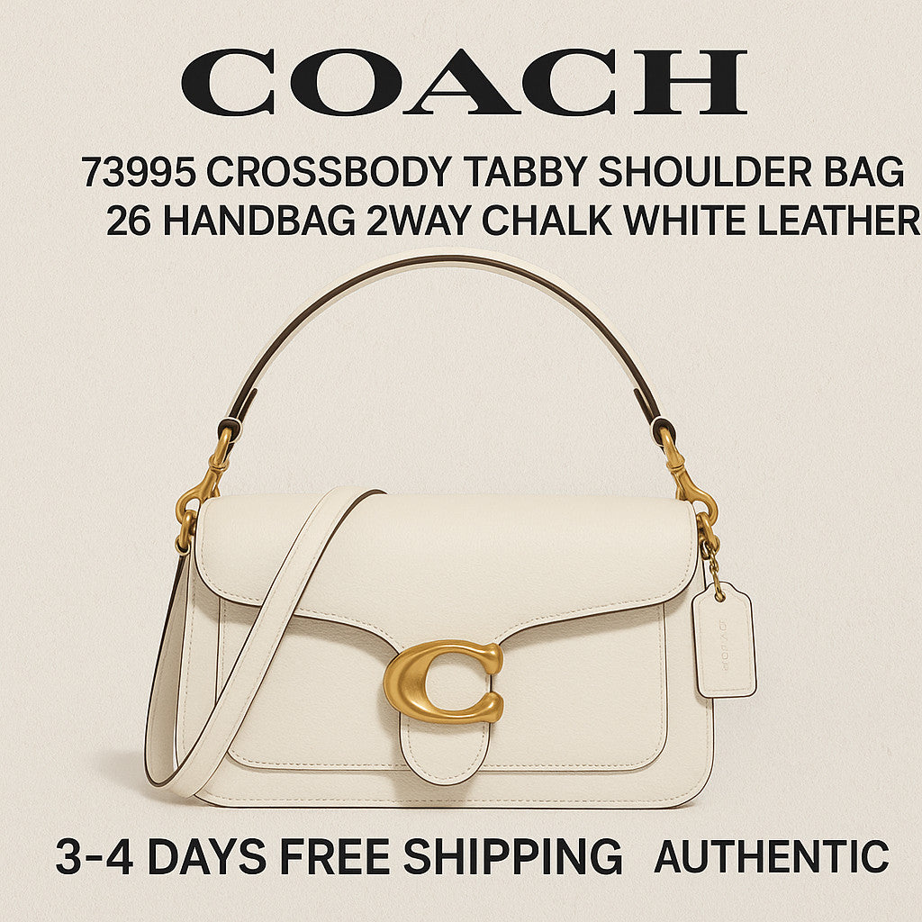 COACH 73995 Crossbody TABBY SHOULDER BAG 26 Handbag 2WAY Chalk White Leather